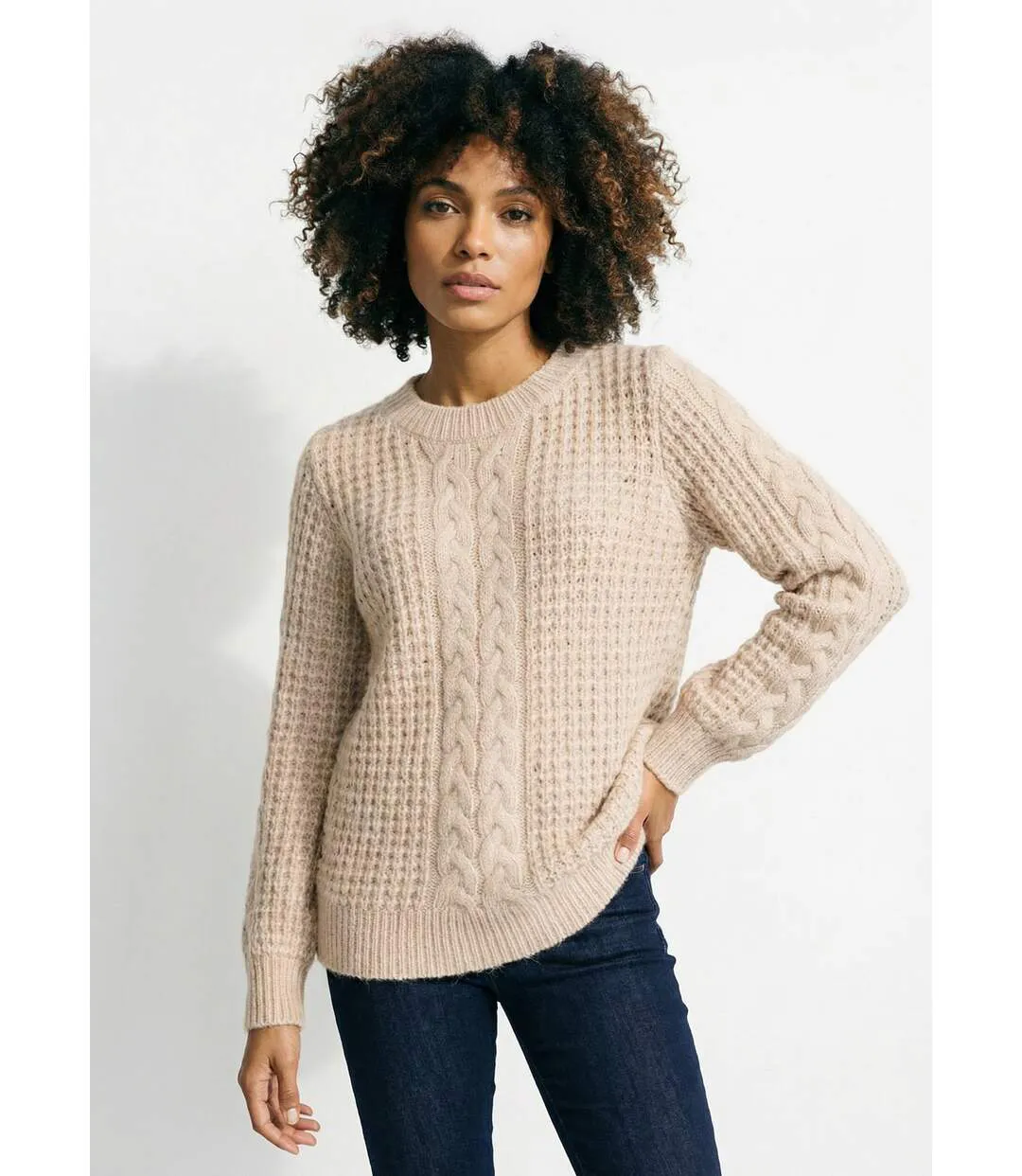 Pull chaud col rond maille moelleuse fantaisie-1