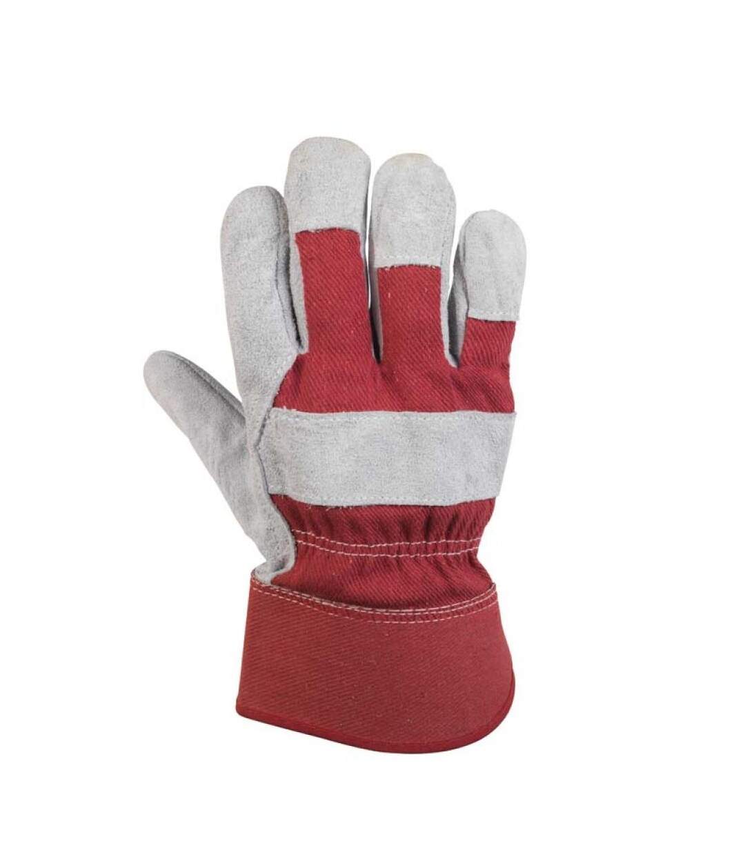 Unisex adults heavy duty leather gloves xl red/white Glenwear-1