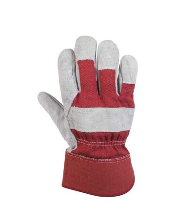 Unisex adults heavy duty leather gloves xl red/white Glenwear