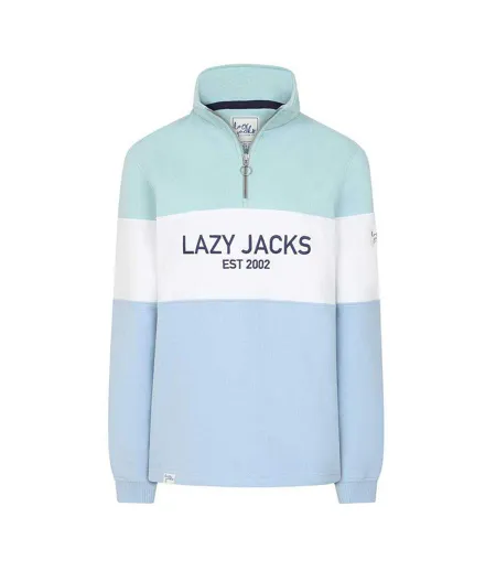 Womens/ladies Quarter Zip Sweatshirt Sky Mint Lazy Jacks