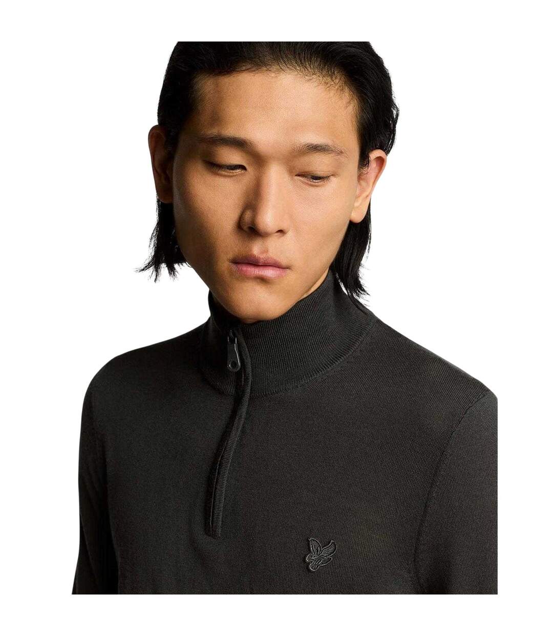 Pull À Col Montant Zippé Motif/style Logo Brodé Homme Gris Lyle & Scott-4