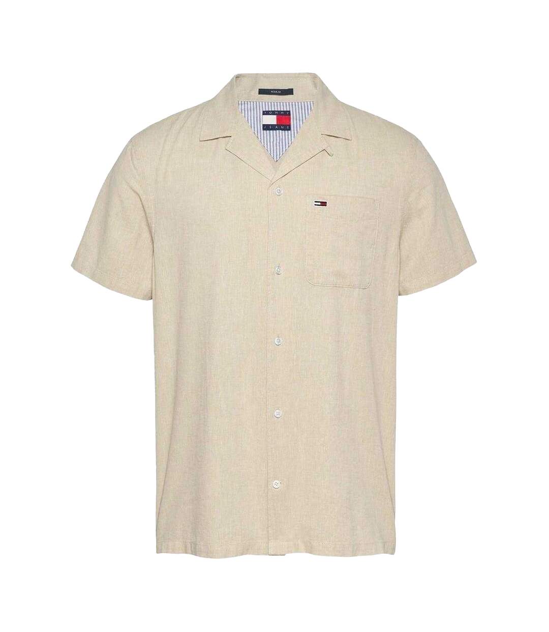 Mens Logo Pocket Shirt Beige Tommy Jeans-1