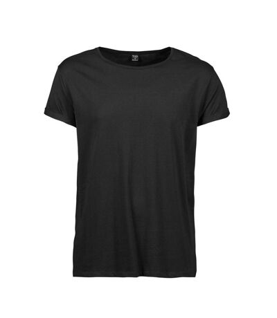 Tee Jays Mens Roll Sleeve Cotton T-Shirt (Black)