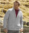 Men's Light Grey Fleece-Lined Knitted Jacket - Full Zip Atlas For Men