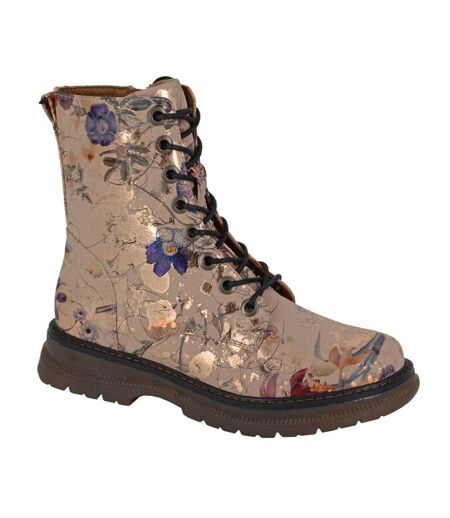 Cipriata Womens/Ladies Annetta Floral Combat Boots (Ecru/Gold) - UTDF2285