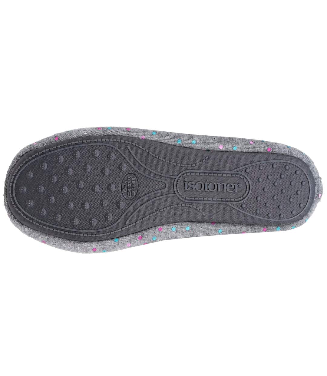 Isotoner Chaussons Ballerines femme velours semelle ultra souple mousse à mémoire forme-5