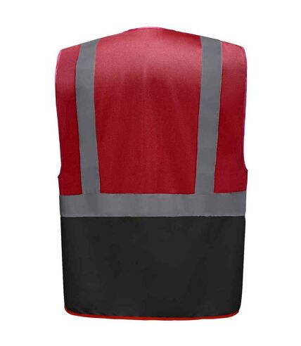 Unisex adult executive hi-vis waistcoat red/black Yoko