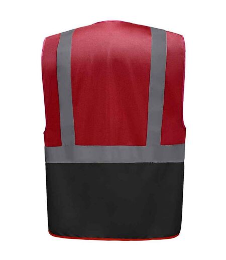 Unisex adult executive hi-vis waistcoat red/black Yoko