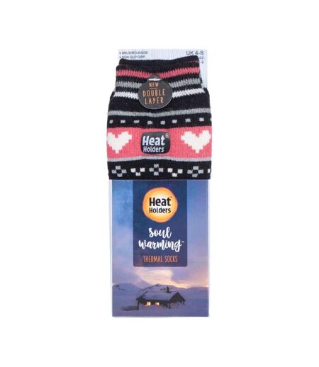 Ladies Fairisle Nordic Winter Non Slip Thermal Slipper Socks
