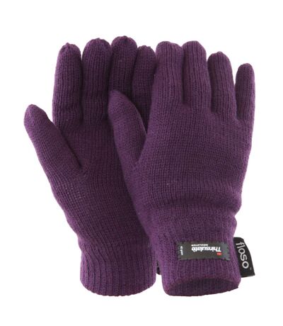 FLOSO Ladies/Womens Thinsulate Thermal Knitted Gloves (3M 40g) (Purple) - UTGL137