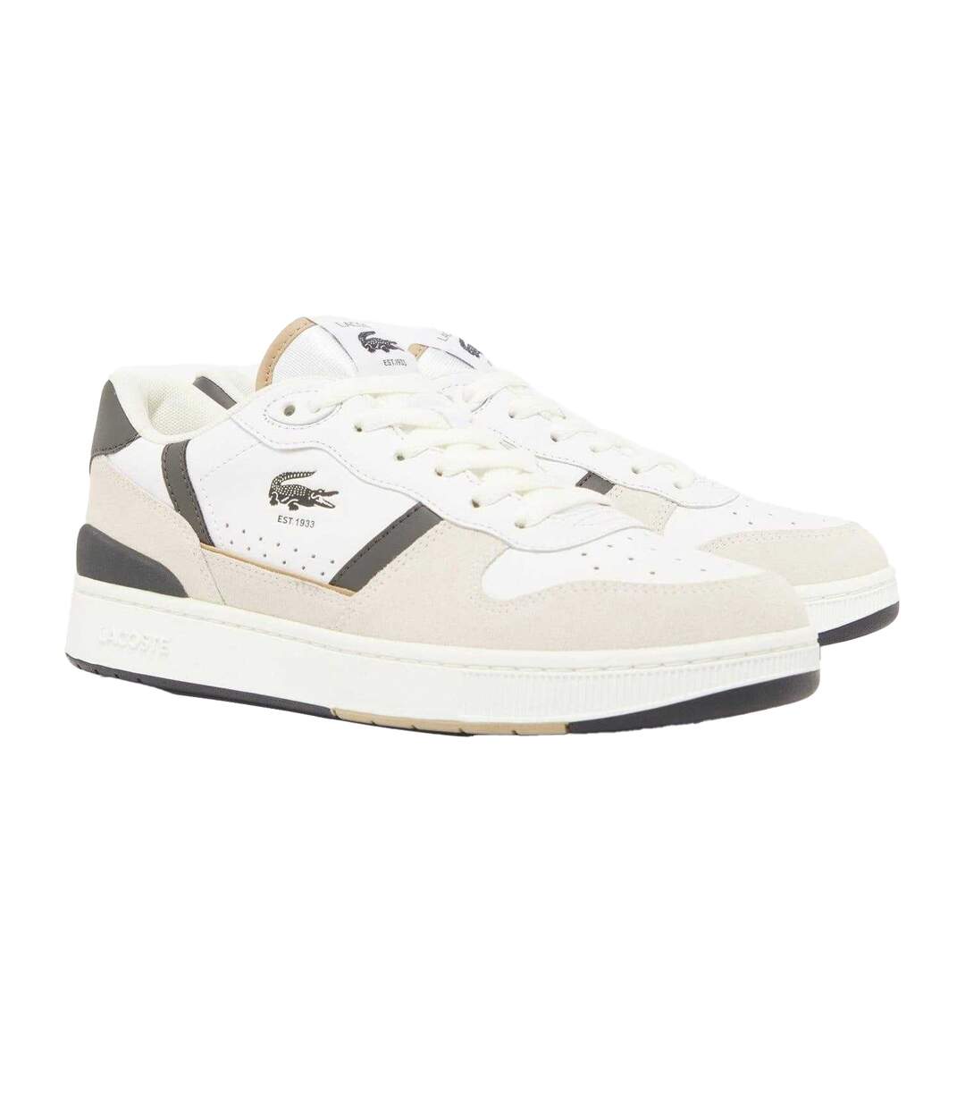 Mens T-clip Set Leather Trainers White Green Lacoste-1