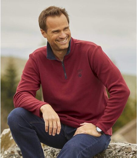 Pack of 2 Men's Microfleece Jumpers - Navy Burgundy