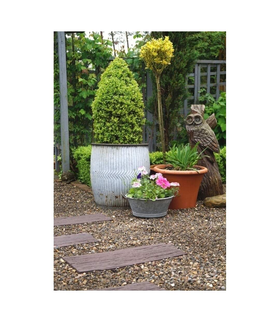 Railroad tie stepping stone garden decoration 60cm x 25cm brown Primeur-2