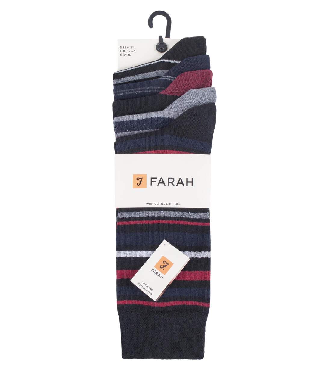 Farah - 5 Pack Mens Thin Breathable Classic Patterned Soft Top Office Cotton Dress Socks-2