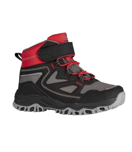 Childrens/kids Adair Walking Boots Black Red Trespass