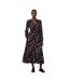 Robe Mi-longue Motif/style Floral Erina Femme Noir Finery-2