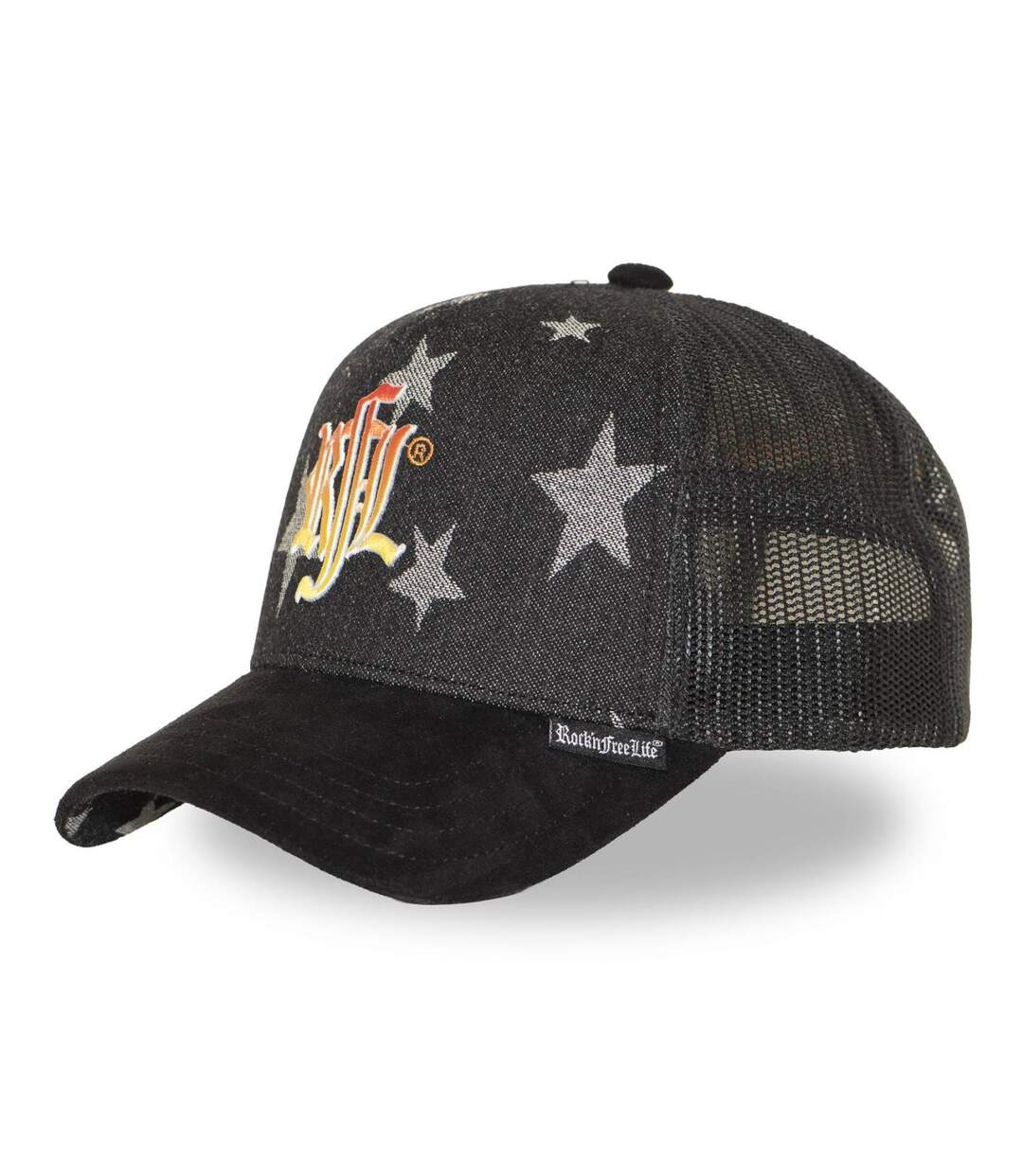 Casquette trucker imprimée filet logo brodé visière imprimée Star Rock'n Free Life-1