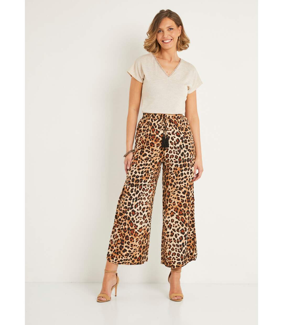 Pantalon large imprimé animalier-4