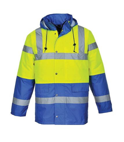 Mens contrast hi-vis winter traffic jacket yellow/royal blue Portwest