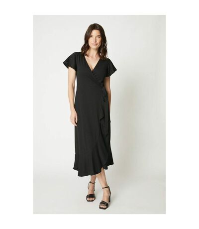 Maine Womens/Ladies Ruffled Wrap Midi Dress (Black) - UTDH6629