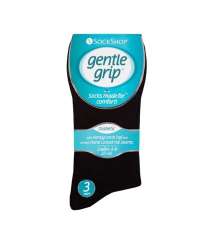 Gentle Grip - 6 Pairs of Ladies Diabetic Sock with Honey Comb Top and Hand linked Toe Seams