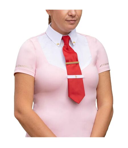 Womens/ladies champion show rider button short-sleeved competition shirt pink/white Supreme Products