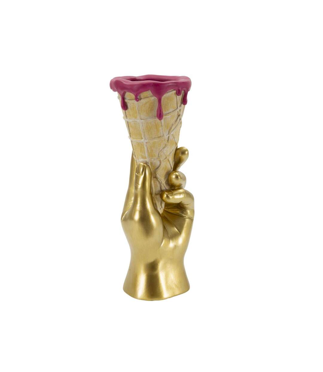 Vase Déco en Résine Cône 31cm Or-2