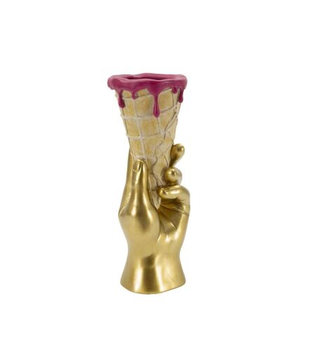 Vase Déco en Résine Cône 31cm Or