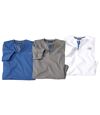 Pack of 3 Men's Adventure T-Shirts - White Blue Grey Atlas For Men