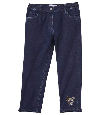 Women's Embroidered 7/8 Stretch Jeans - Blue