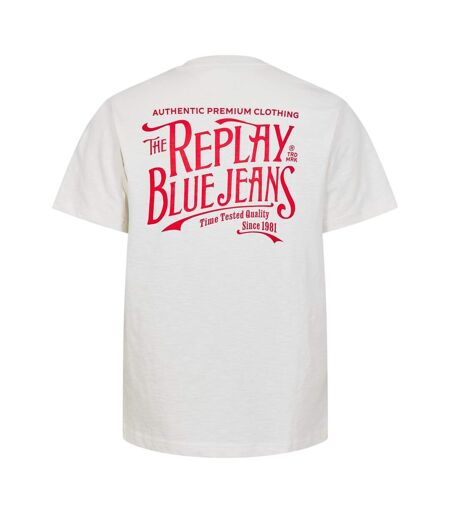 Mens Back Jeans Logo T-shirt White Replay