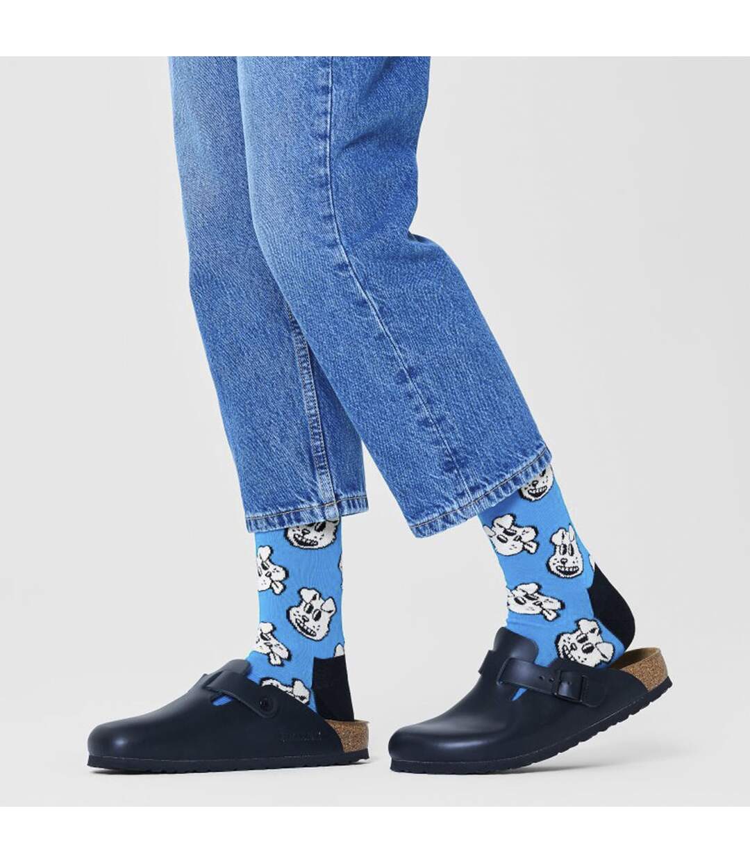1 Pack Mens & Ladies Cotton Blue Doggo Design Socks-3