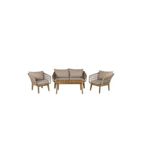 Salon de Jardin en Bois Chania 164cm Beige