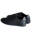 Mens Bradley Leather Low Cut Flat Trainers Triple Black CLAE-2