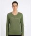 Mayflower NERVAL4 : Tee-shirt femme manches longues vert olive avec petit col V-1