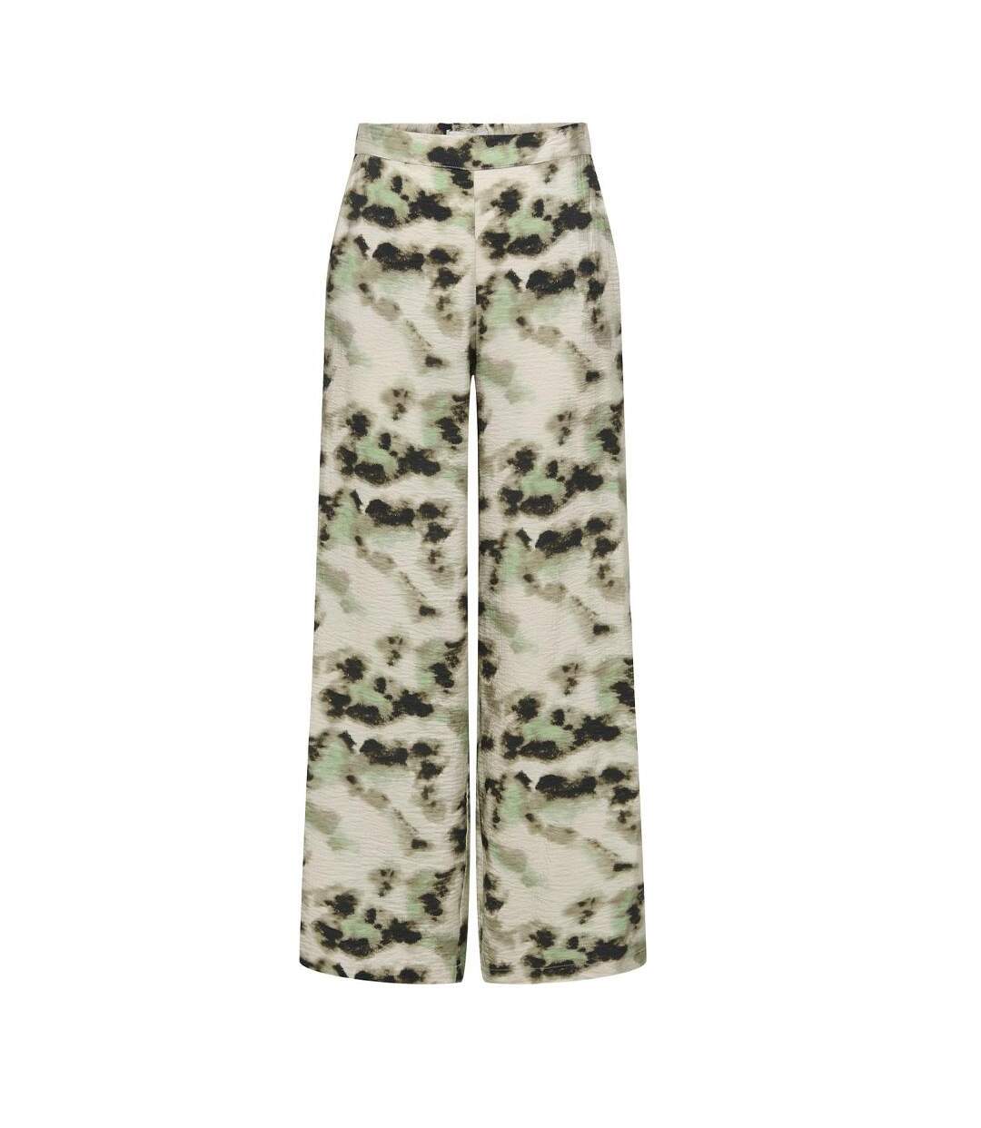 Pantalon fluide beige/vert/noir femme jdy millie-1