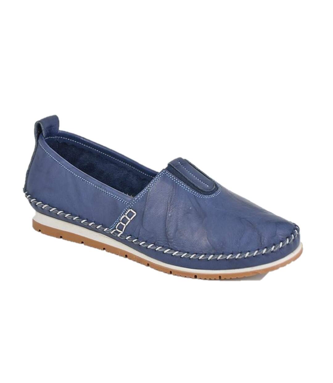 Womens/ladies softie leather loafers navy Mod Comfys-1