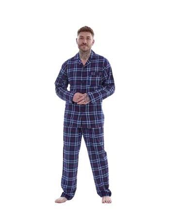 Ensemble De Pyjama Long Motif/style À Carreaux Homme Bleu Rouge Keanu