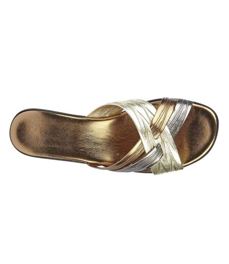 Lucia Womens/Ladies X Over Mule Sandals (Bronze/Pewter/Gold) - UTDF217