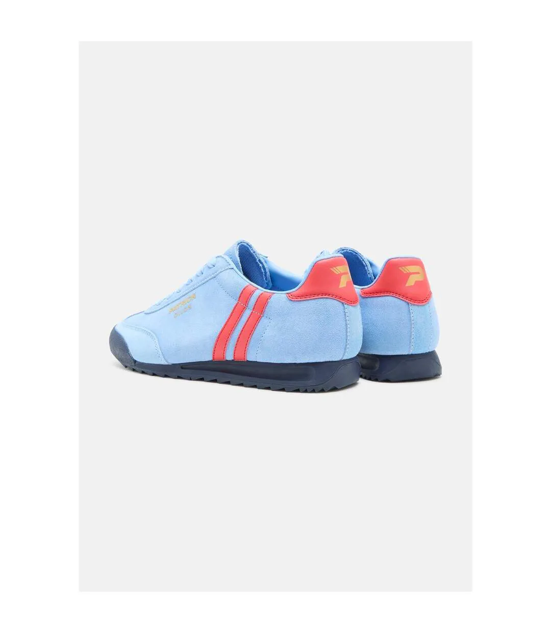 Mens Dijon Suede Running Trainers Sky Blue Red Patrick-3
