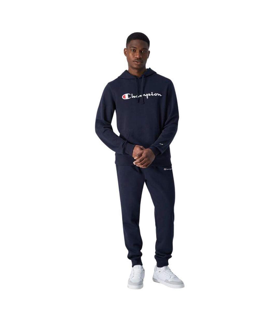 Sweat À Capuche Motif/style Logo Brodé Homme Bleu Marine Champion-4