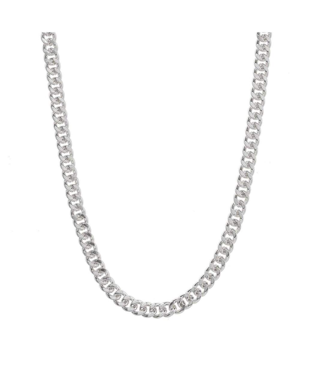 Metal Curb Chain Necklace One Size Silver Fabric-2