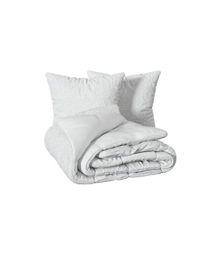 Parure de Lit Jacquard 3 Pièces Swan 260x240cm Blanc
