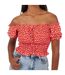 Womens/ladies Off Shoulder Puff Sleeve Blouse Red Brave Soul-4