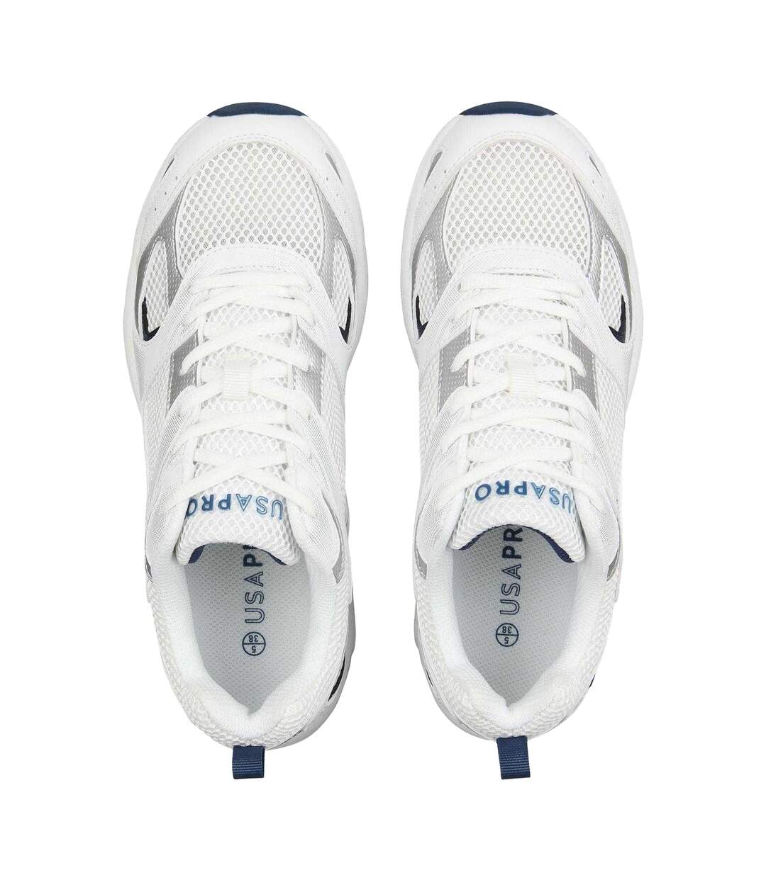 Womens/ladies Pro Mira Synthetic Leather Trainers White Navy USA Pro-3