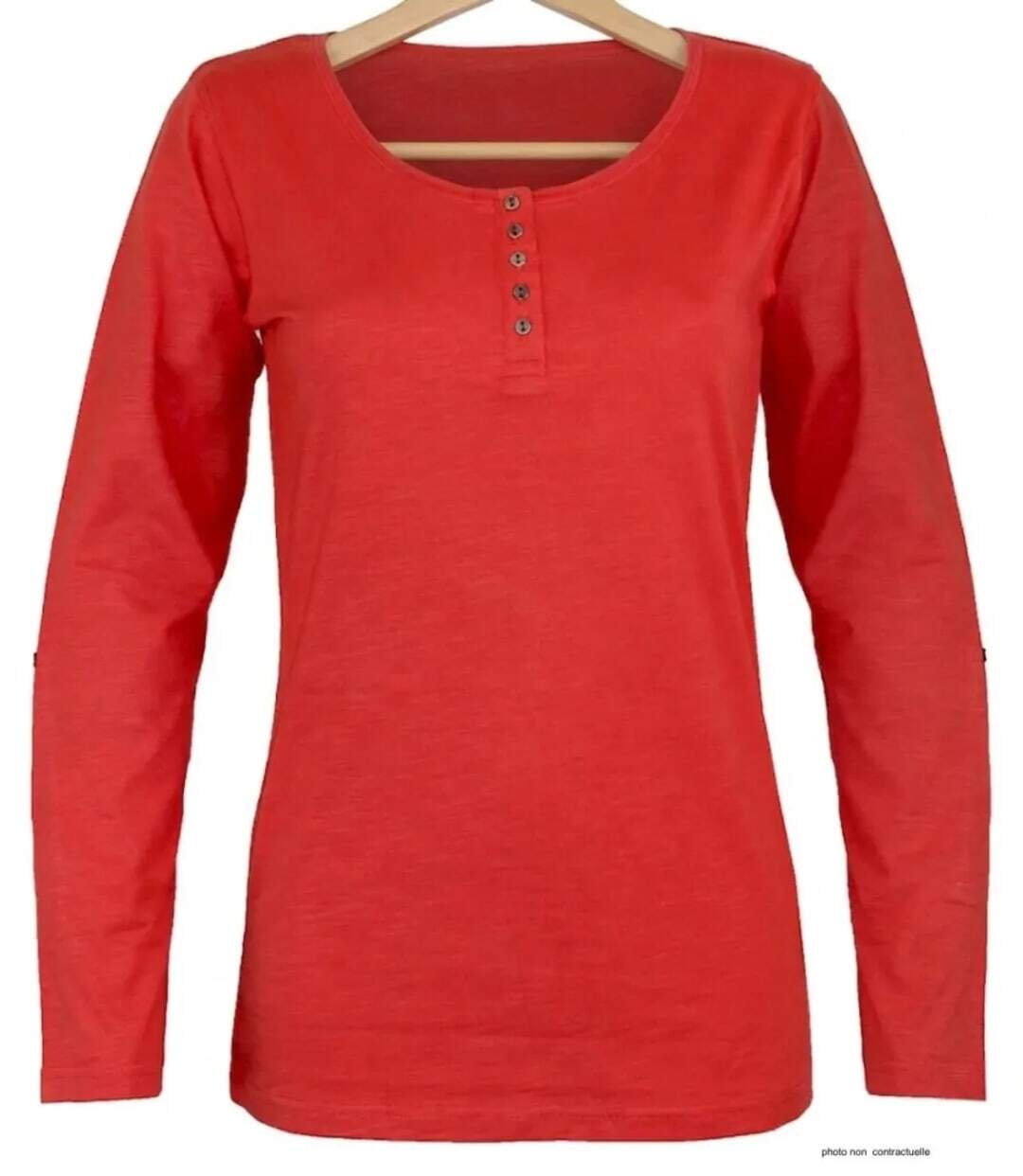 MAYFLOWER - TEEF2006C - Tee-shirt femme manches longues en coton flammé orange-2
