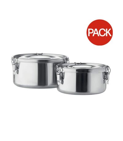 Pack of 2  Elles stainless steel lunch box  one size matt silver MidOcean