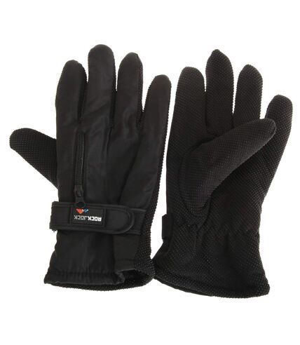 RockJock Mens Thermal Insulation Touch Fasten Gloves (gants à fermeture au toucher) (Noir) - UTGL604