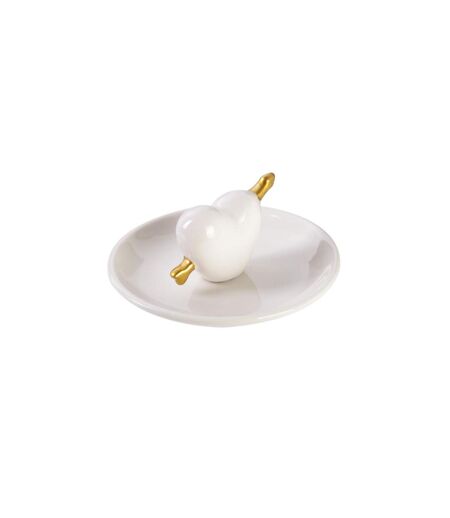 Porte Bijoux en Céramique Cœur 10cm Blanc