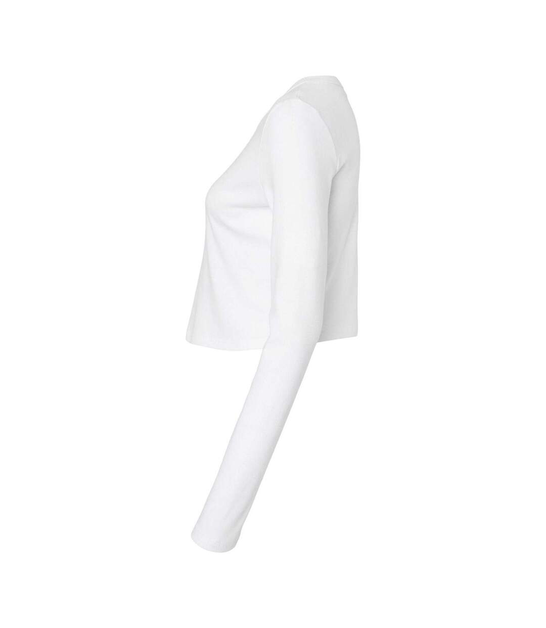 Womens/ladies Micro-rib Long-sleeved T-shirt Solid White Bella + Canvas-3